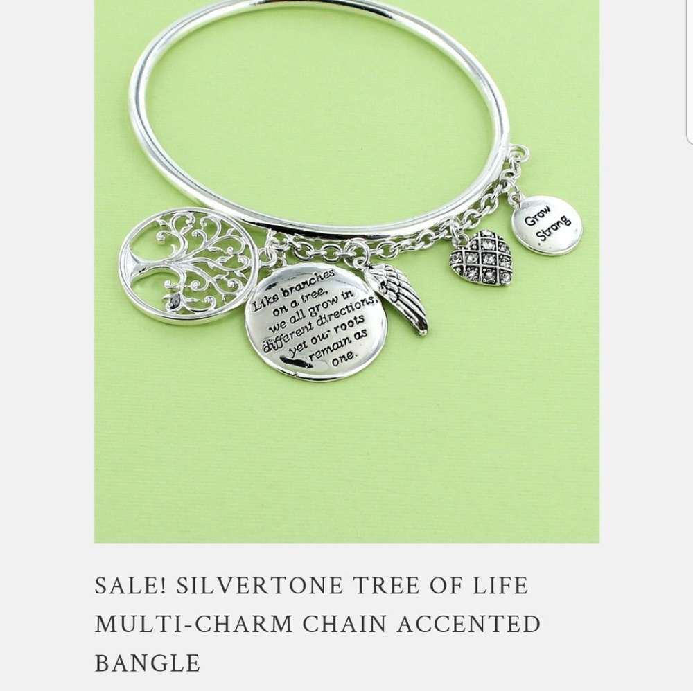 💞Tree of Life Charm Bangle Silvertone